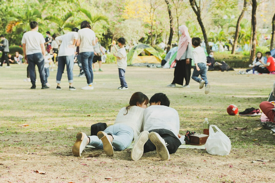 hopeful people in park